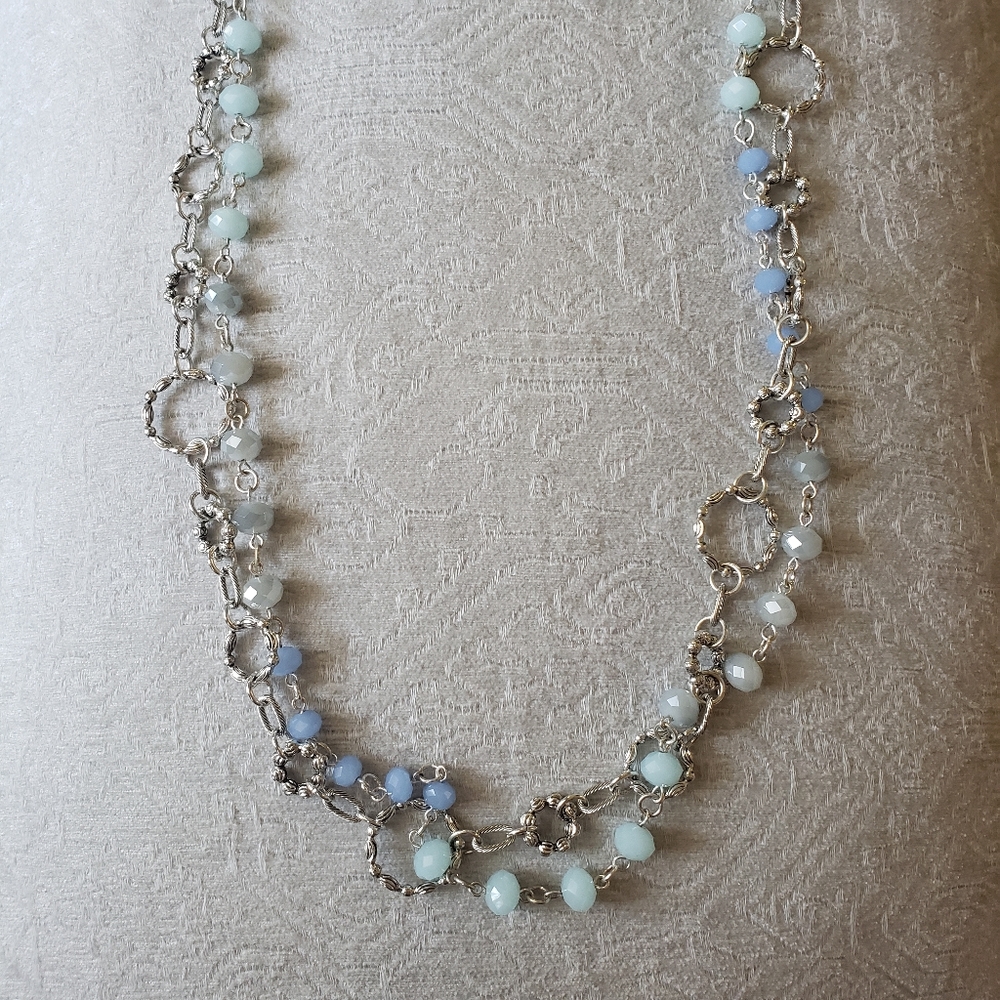 Necklace set - 2 pieces - silver and blue